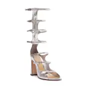 Roman Up Metallic Leather Sandal(5,Silver)