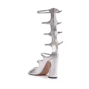 Roman Up Metallic Leather Sandal(5,Silver)