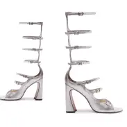 Roman Up Metallic Leather Sandal(5,Silver)