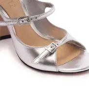 Roman Up Metallic Leather Sandal(5,Silver)
