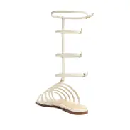 Hayden Crocodile-Embossed Leather Sandal(5,Pearl)