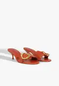 Olga Kitten Leather Sandal(5,Orange)