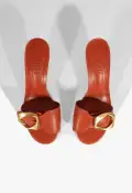 Olga Kitten Leather Sandal(5,Orange)