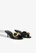 Olga Kitten Leather Sandal(5,Black)