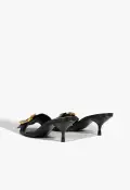 Olga Kitten Leather Sandal(5,Black)