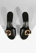 Olga Kitten Leather Sandal(5,Black)