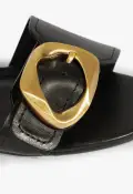 Olga Kitten Leather Sandal(5,Black)