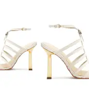 Hayden Crocodile-Embossed Leather Sandal(5,Pearl)