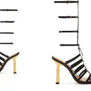 Hayden Up Crocodile-Embossed Leather Sandal(5,Black)