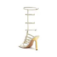 Hayden Up Crocodile-Embossed Leather Sandal(5,Pearl)