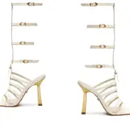 Hayden Up Crocodile-Embossed Leather Sandal(5,Pearl)