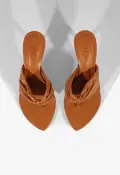 Lori Mid Leather Sandal(5,Brown)