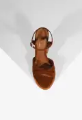 Hilda Curve Suede Sandal(5,Brown)