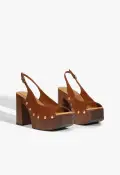 Rose Sling Suede Sandal(5,Brown)