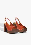 Rose Sling Leather Sandal(5,Orange)