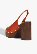 Rose Sling Leather Sandal(5,Orange)